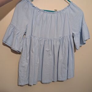 Light Blue Off-Shoulder Women's Top
